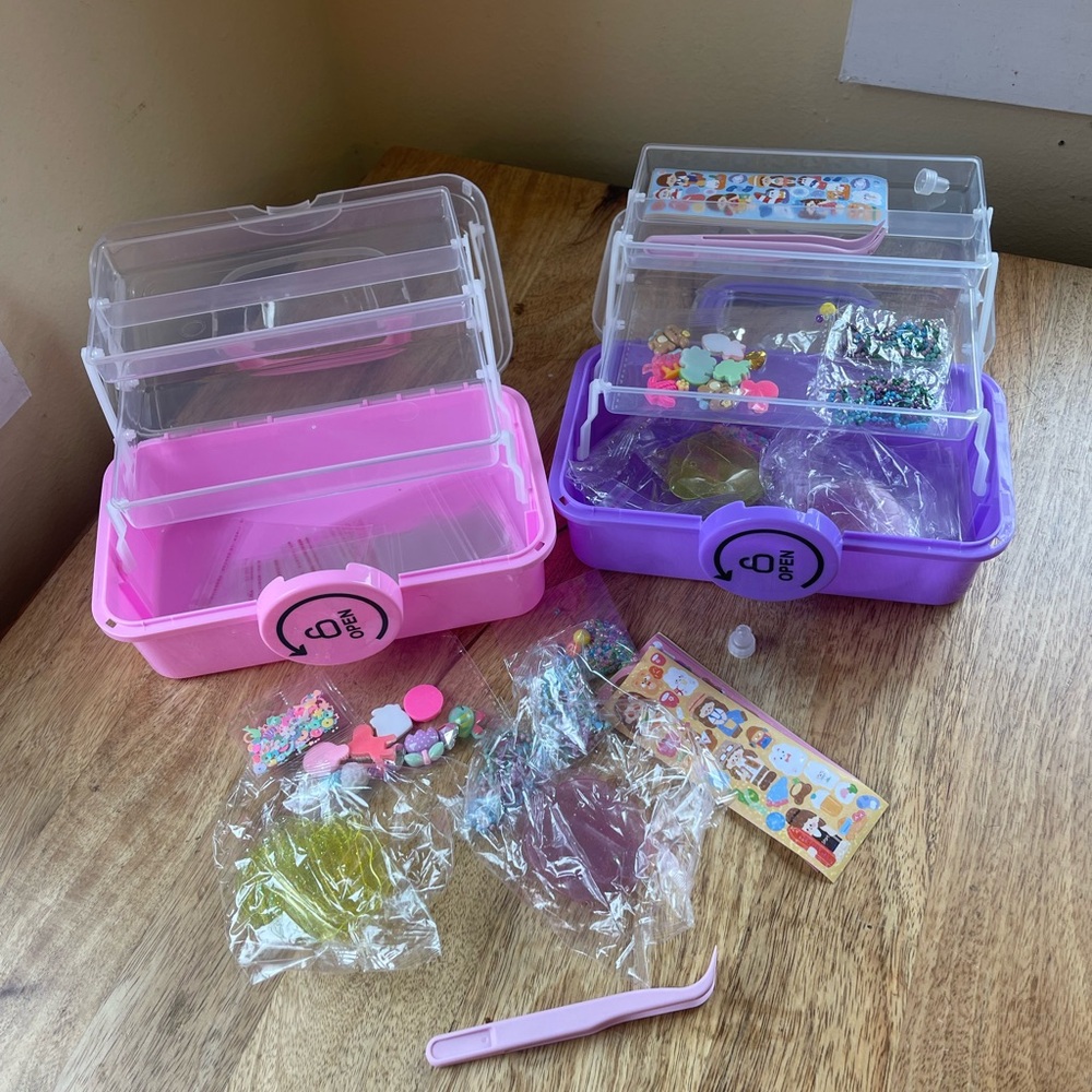 Pink and Purple Storage Boxes with Accessories. Craft boxes - Picture 4 of 5